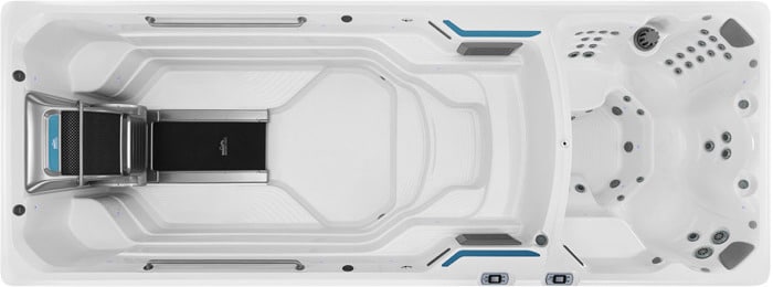 E2000 Fitness SwimSpa mit extra langem Schwimmbereich und dualer Temperaturzone für Training und Hydrotherapie – HotSpring