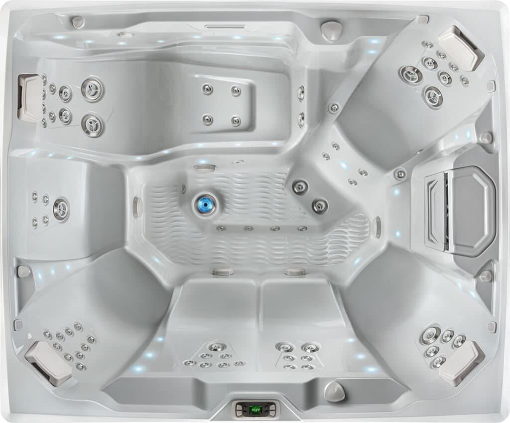 Limelight Prism Whirlpool mit 7-Sitzer-Layout, starken Massagedüsen, LED-Beleuchtung und moderner Verkleidung – HotSpring