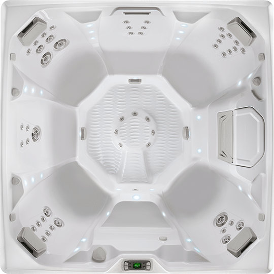 Limelight Pulse Whirlpool mit komfortabler 7-Sitzer-Ergonomie, kraftvollen Massagedüsen und LED-Lichtakzenten – HotSpring