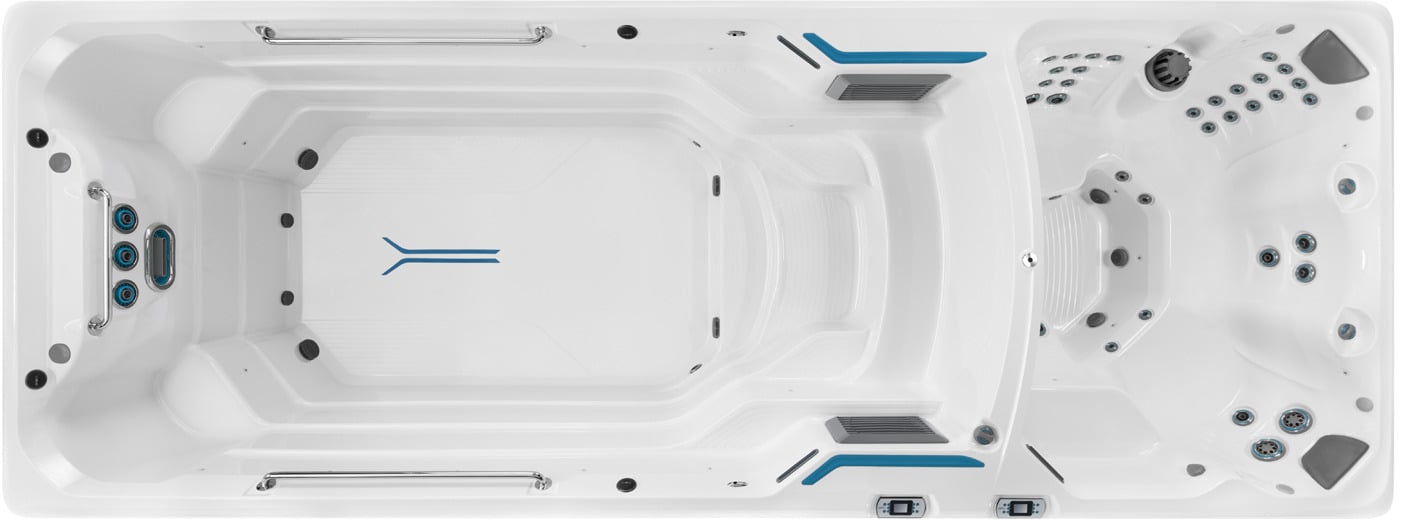 X2000 SwimCross SwimSpa mit extra langem Schwimmbereich und separatem Hydromassage-Modul – HotSpring