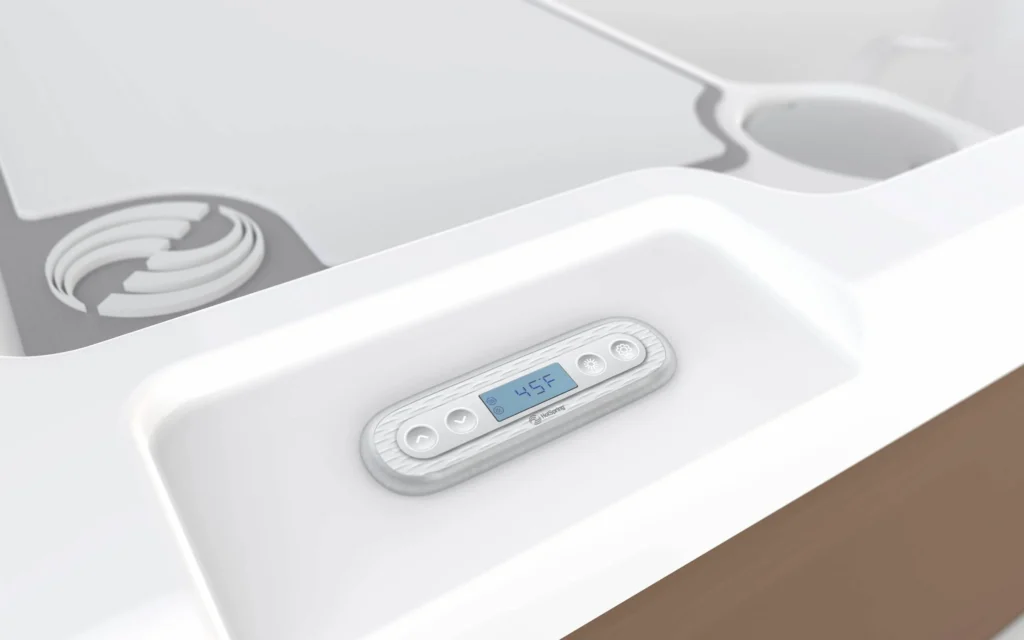 LCD-Bedienfeld des VIGOR Cold-Plunge Beckens zur Temperatur- und Lichtsteuerung – HotSpring